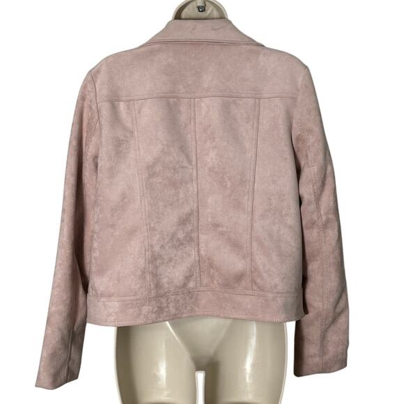Philosophy Faux Suede Leather Moto Jacket Blush Pink Size M - Picture 4 of 12